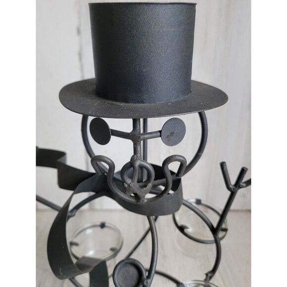 Metal abstract snowman tealight candle holder figure xmas - Picture 3 of 11